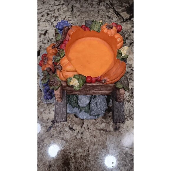 Fall Candle Holder Pumpkins Grapes Squash Home Decor In Wheelbarrow Cart - Picture 6 of 16